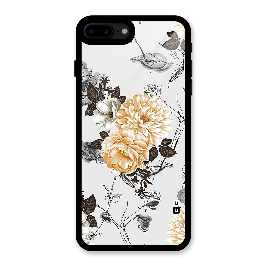 Yellow Floral Glass Back Case for iPhone 7 Plus