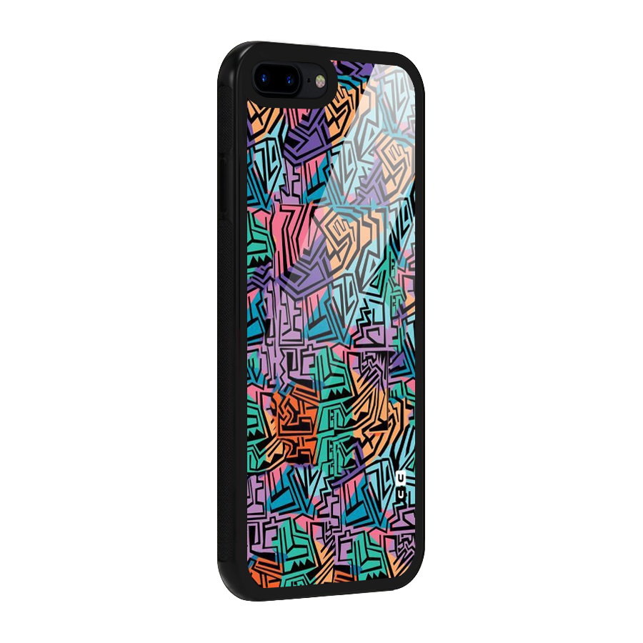 Abstract Lining Colors Glass Back Case for iPhone 7 Plus