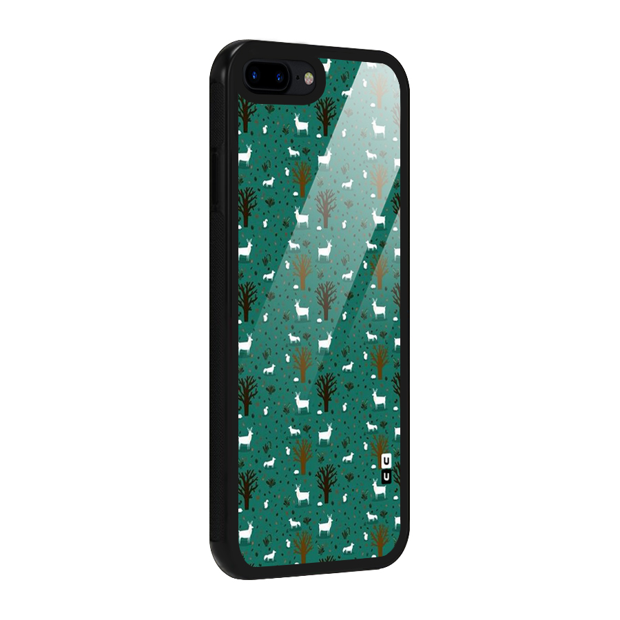 Animal Grass Pattern Glass Back Case for iPhone 7 Plus
