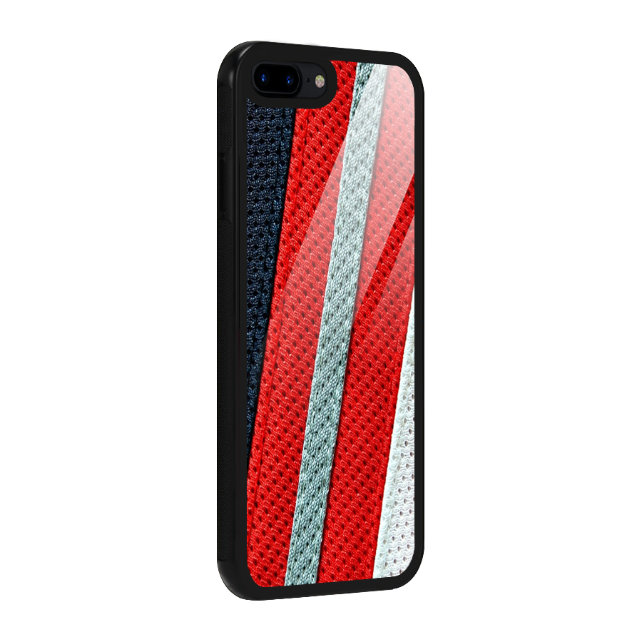 Black Red Grey Stripes Glass Back Case for iPhone 7 Plus