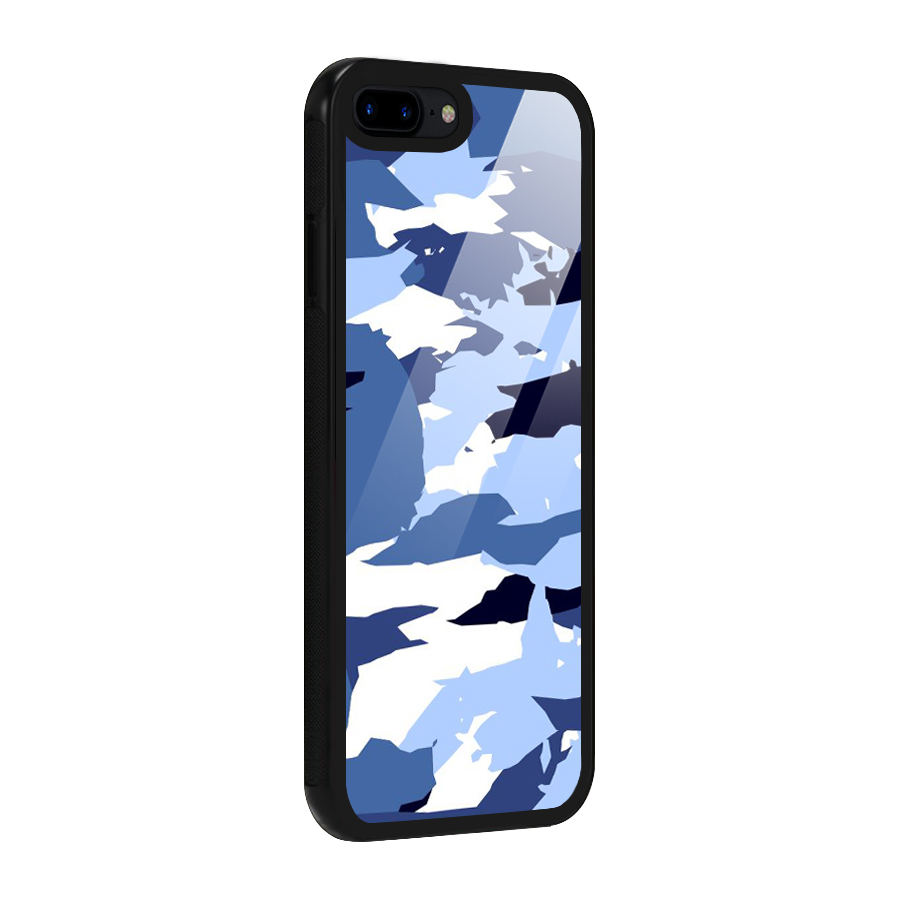 Blue White Canvas Glass Back Case for iPhone 7 Plus