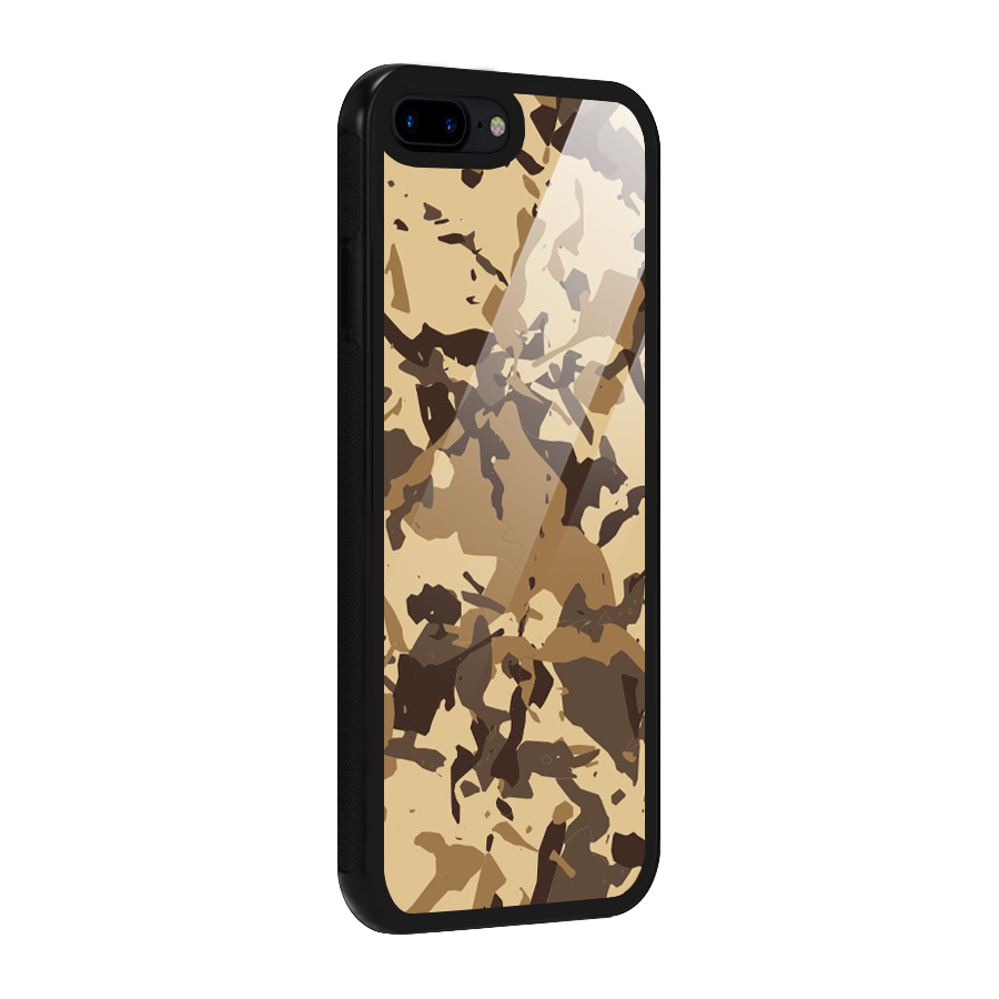 Brown Camouflage Army Glass Back Case for iPhone 7 Plus