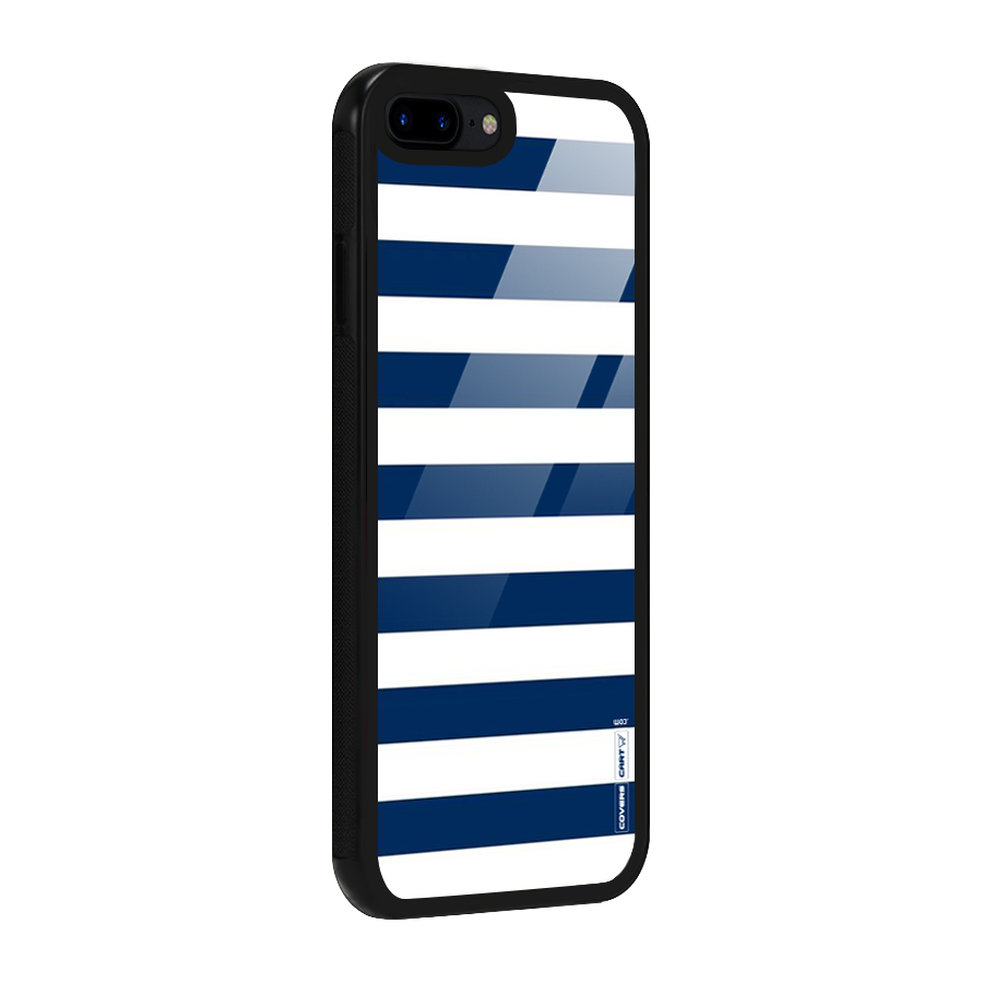 Classic Blue White Stripes Glass Back Case for iPhone 7 Plus
