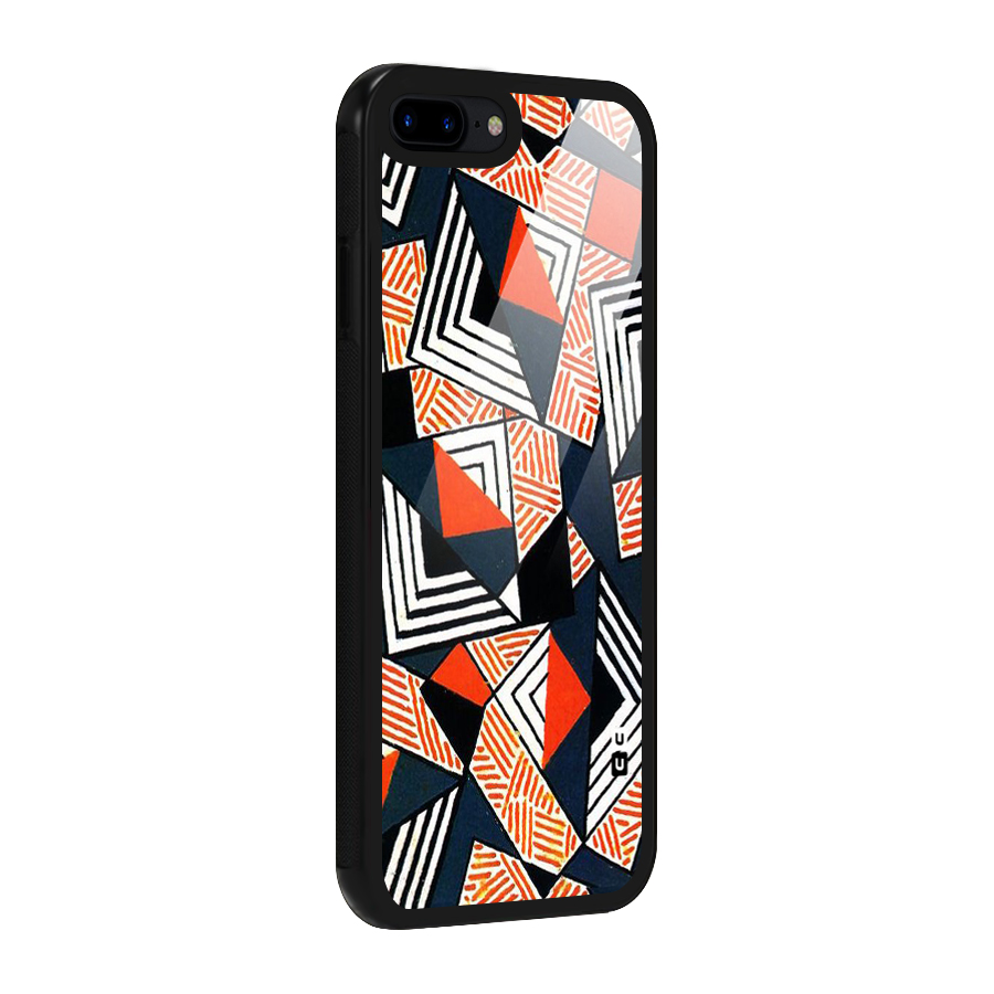 Colored Cuts Pattern Glass Back Case for iPhone 7 Plus