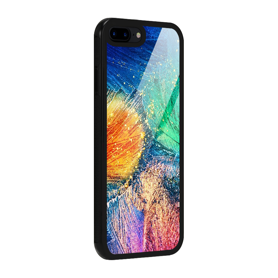Colorful Leafs Vibrant Glass Back Case for iPhone 7 Plus