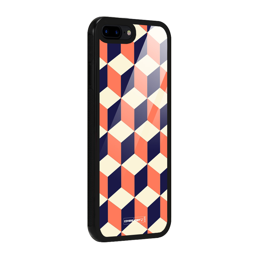 Cube Pattern Glass Back Case for iPhone 7 Plus