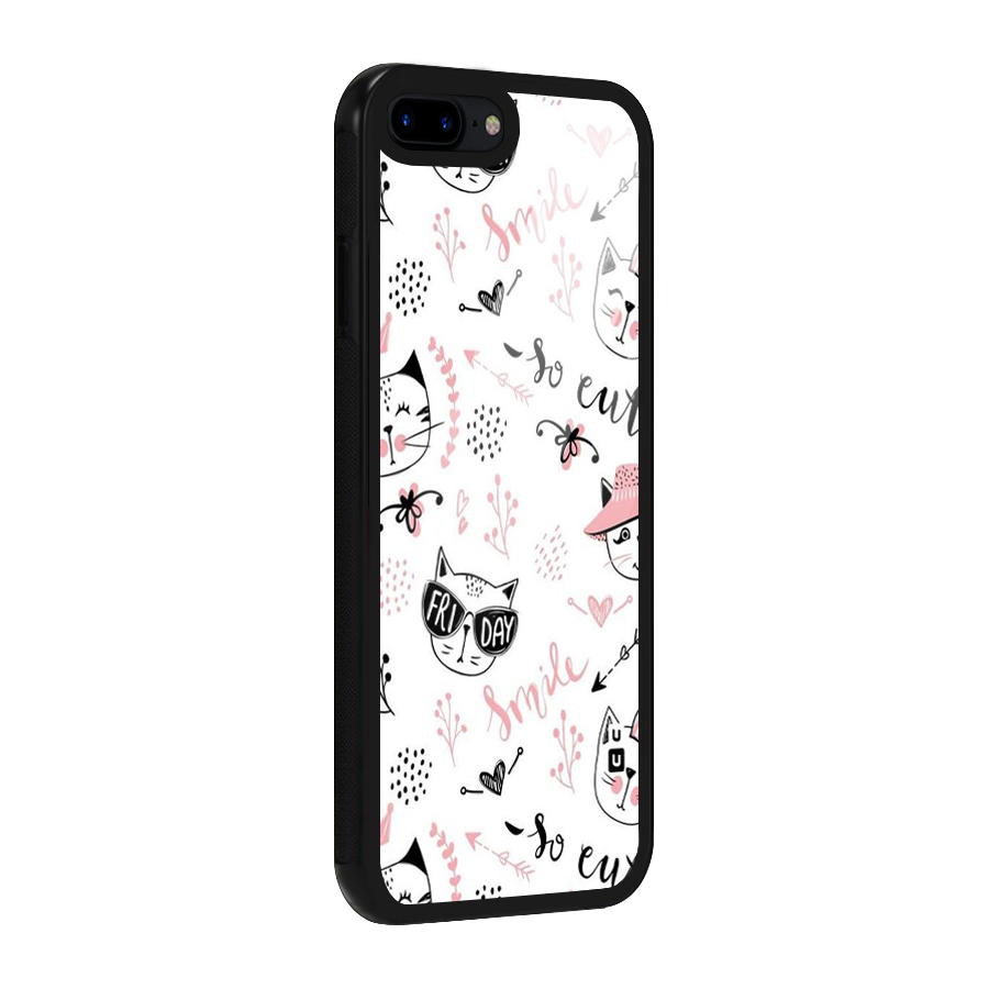 Cute Cat Swag Glass Back Case for iPhone 7 Plus