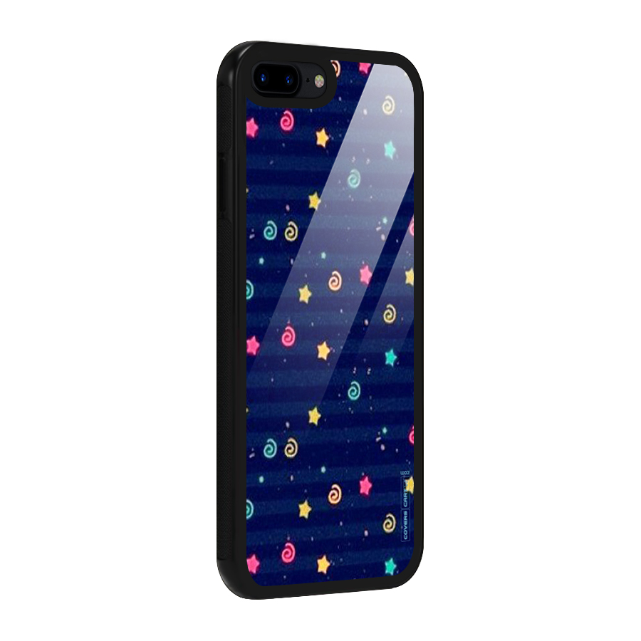 Cute Stars Design Glass Back Case for iPhone 7 Plus