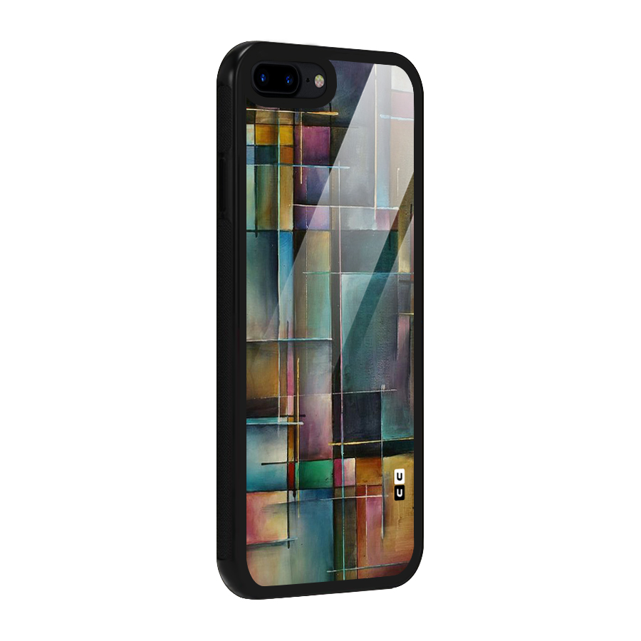 Dark Square Shapes Glass Back Case for iPhone 7 Plus