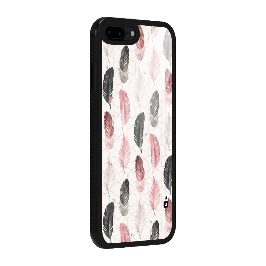 Feather Line Pattern Glass Back Case for iPhone 7 Plus