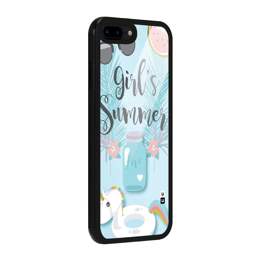 Girls Summer Glass Back Case for iPhone 7 Plus