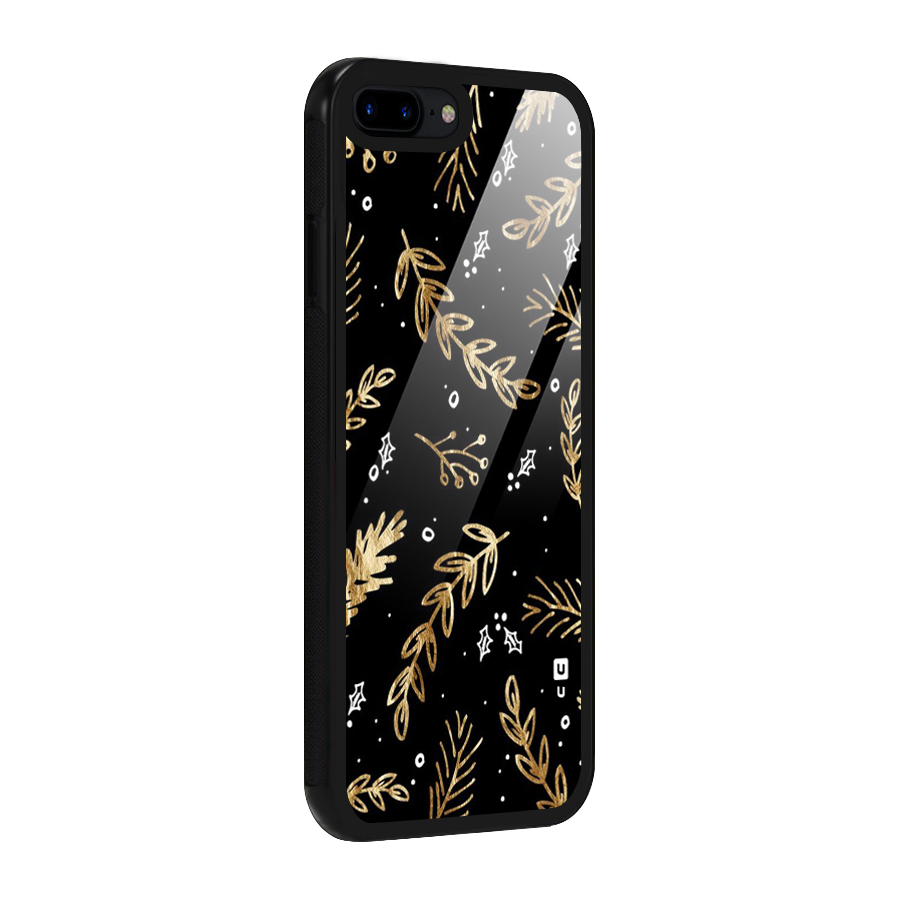 Gold Palm Leaves Glass Back Case for iPhone 7 Plus