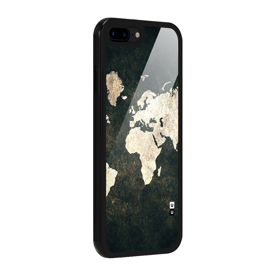 Green Gold Map Design Glass Back Case for iPhone 7 Plus