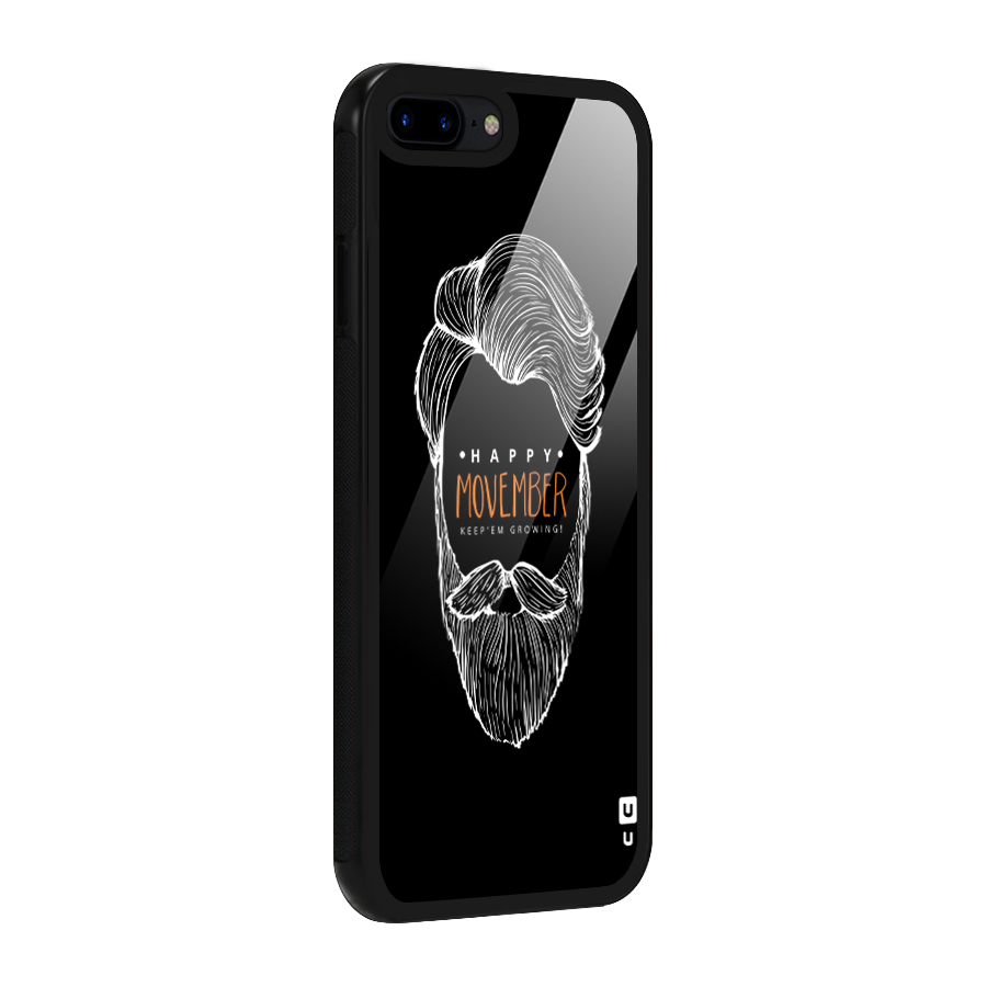 Happy Movember Black Glass Back Case for iPhone 7 Plus