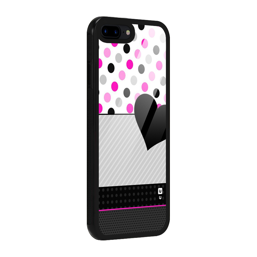 Heart Polka Stripes Glass Back Case for iPhone 7 Plus