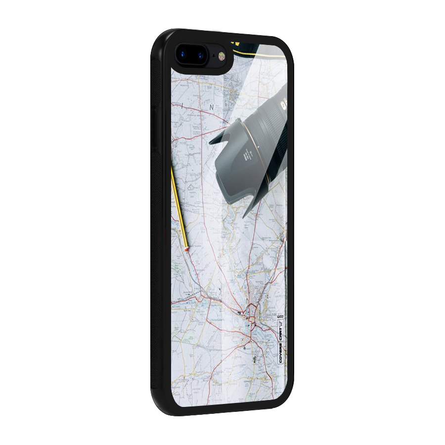Map And Camera Glass Back Case for iPhone 7 Plus