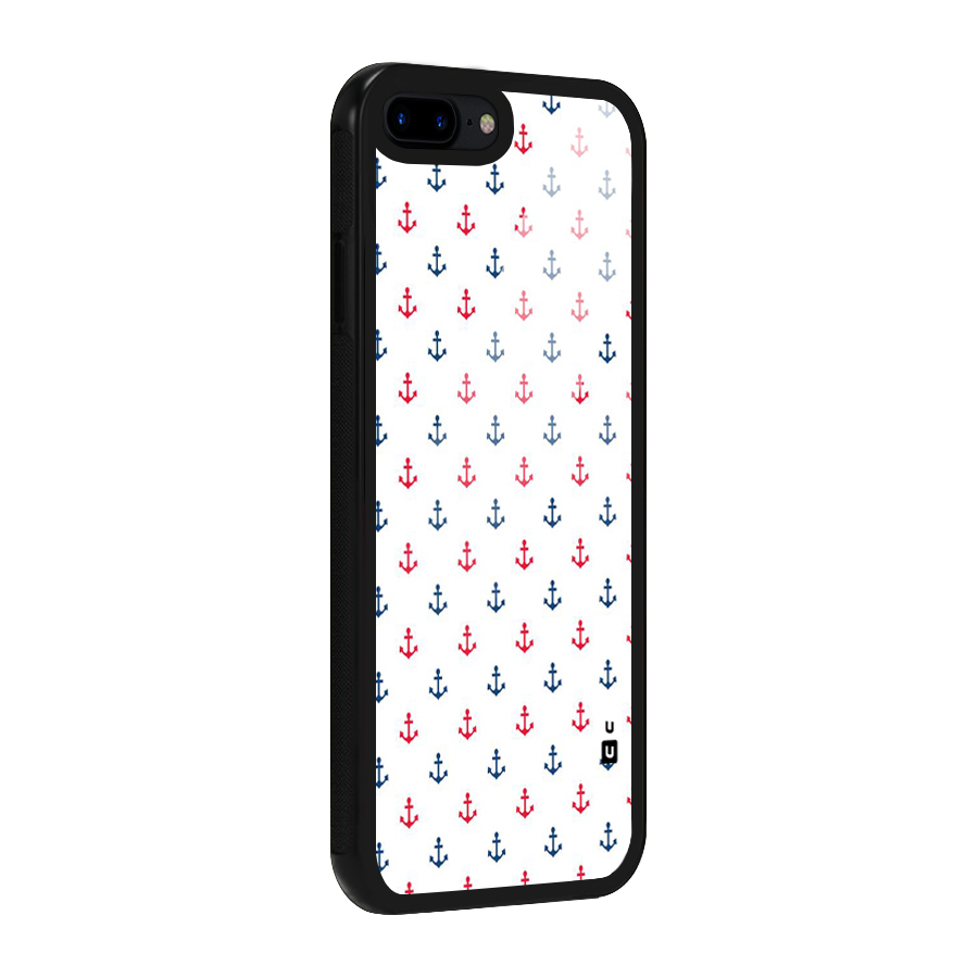 Minimal Anchor Pattern Glass Back Case for iPhone 7 Plus