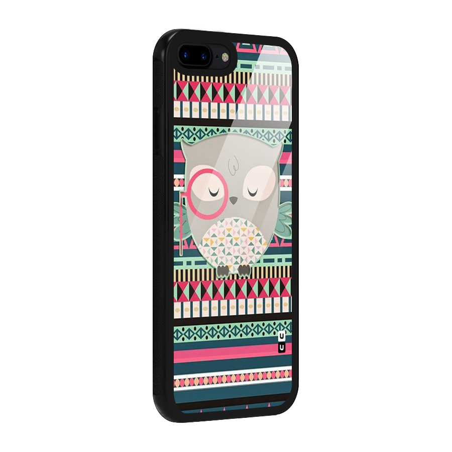Owl Cute Pattern Glass Back Case for iPhone 7 Plus