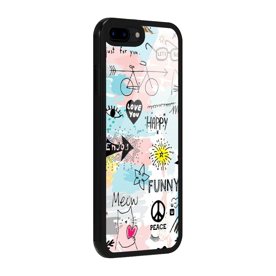 Peace And Funny Glass Back Case for iPhone 7 Plus