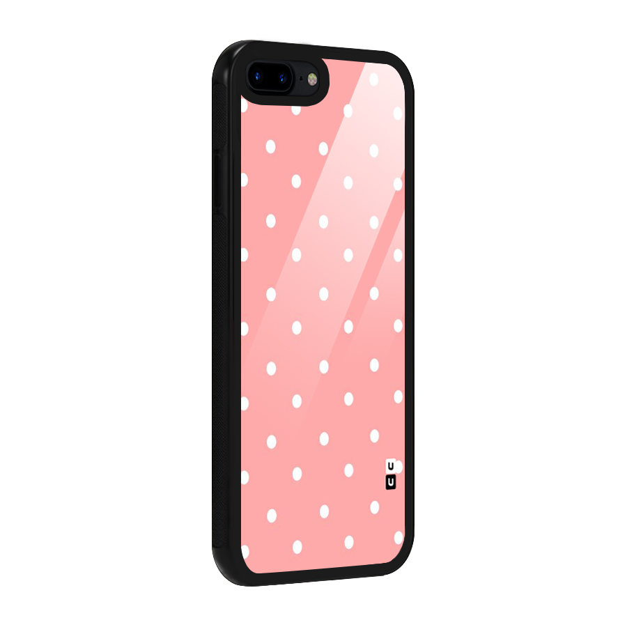 Peach Polka Pattern Glass Back Case for iPhone 7 Plus