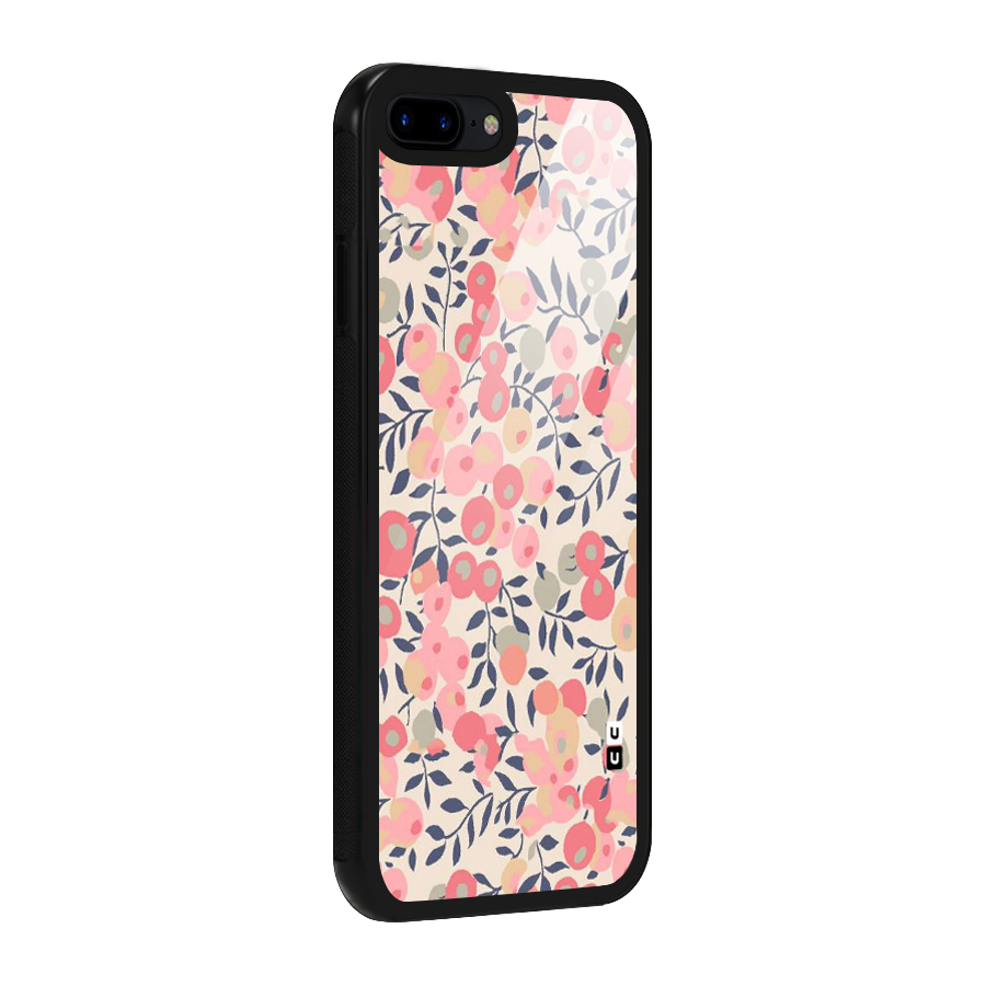 Pink Leaf Pattern Glass Back Case for iPhone 7 Plus