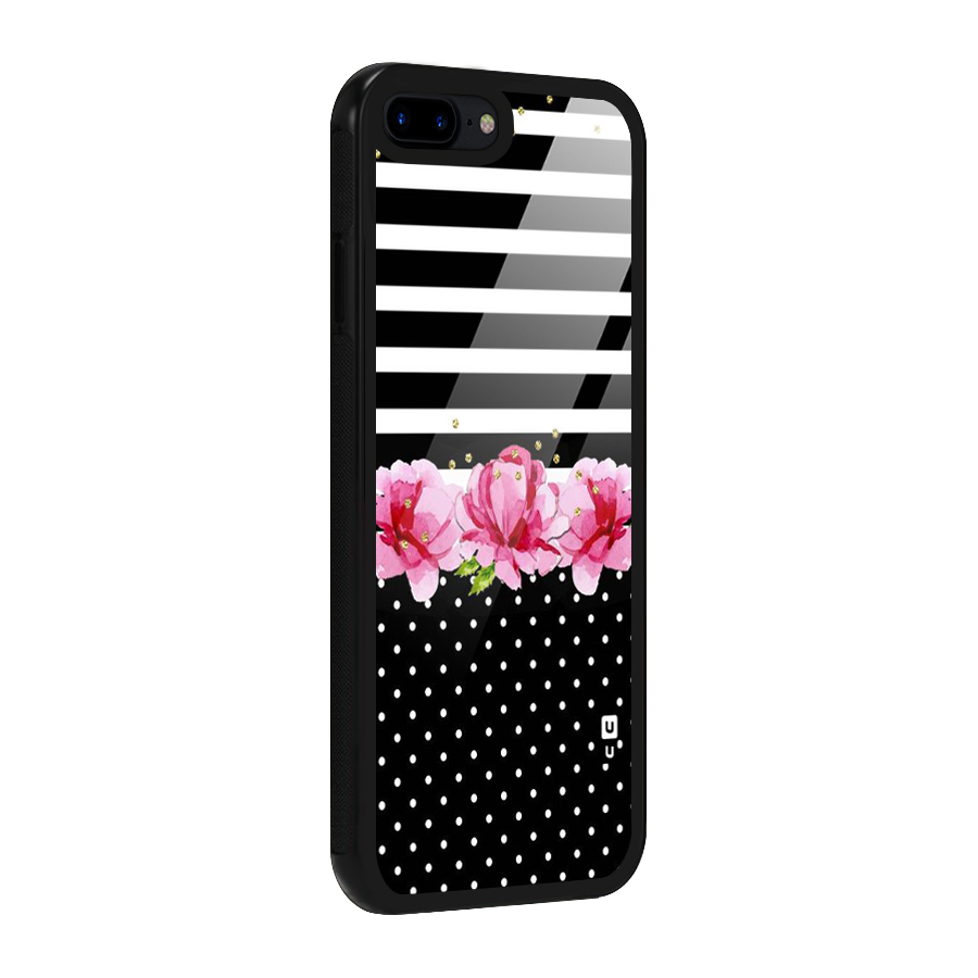 Polka Floral Stripes Glass Back Case for iPhone 7 Plus