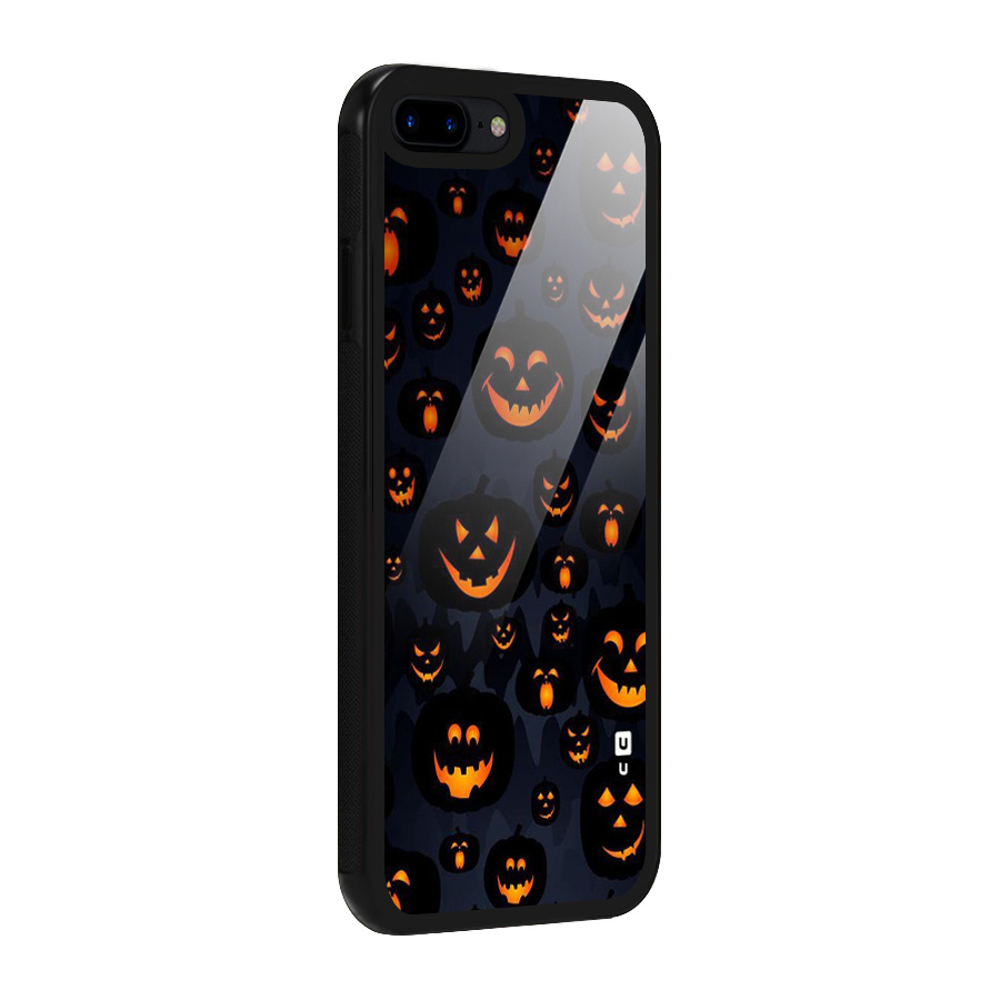 Pumpkin Smile Pattern Glass Back Case for iPhone 7 Plus