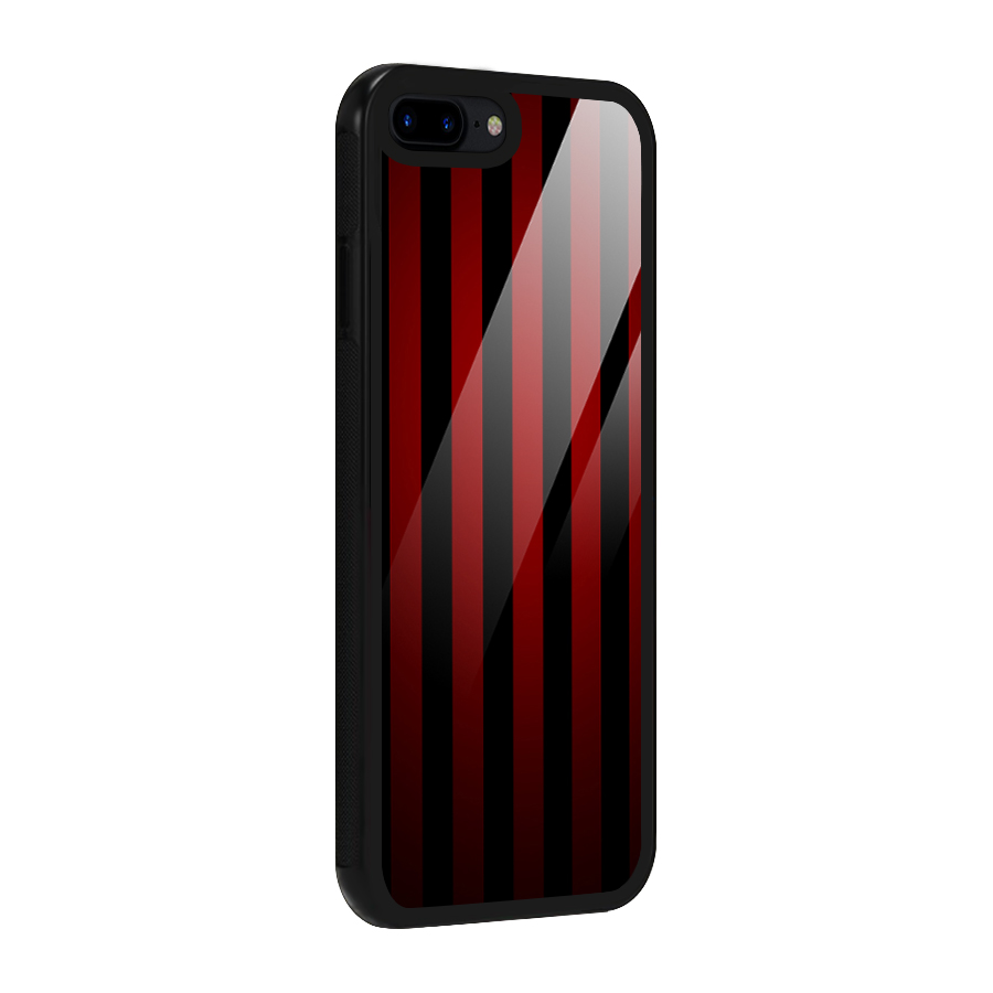 Red Black Stripes Glass Back Case for iPhone 7 Plus