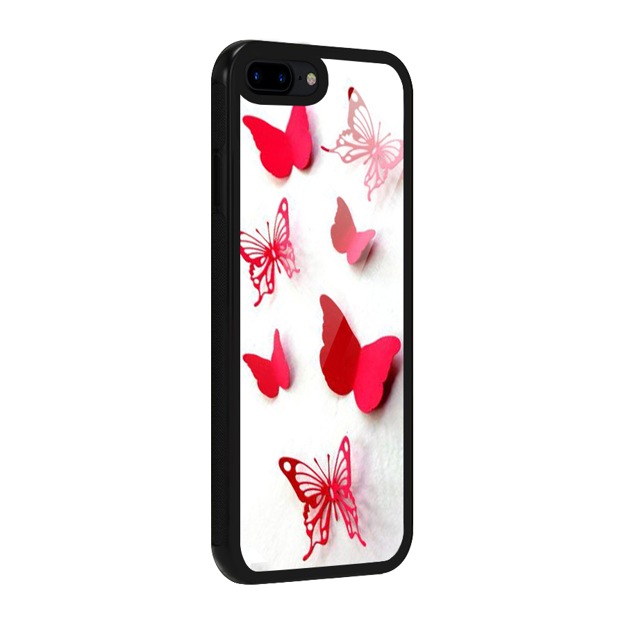 Red Butterflies Glass Back Case for iPhone 7 Plus