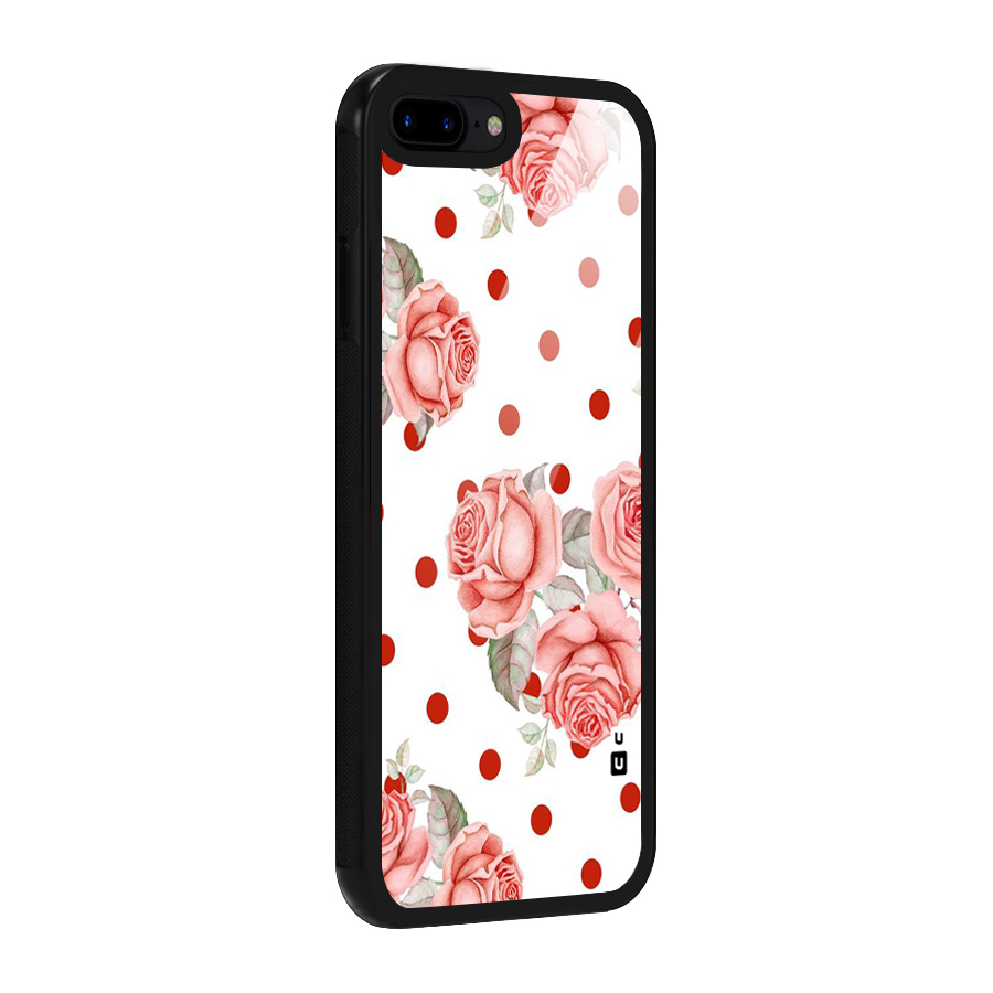 Red Peach Shade Flowers Glass Back Case for iPhone 7 Plus