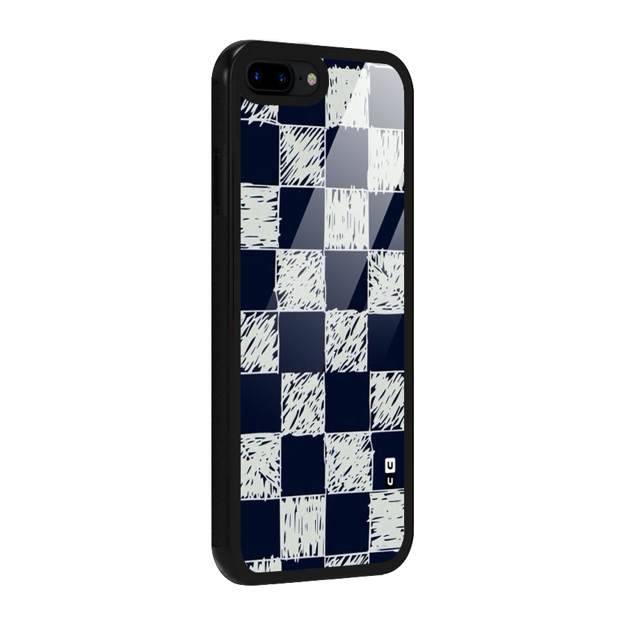 Sketchy Check Design Glass Back Case for iPhone 7 Plus