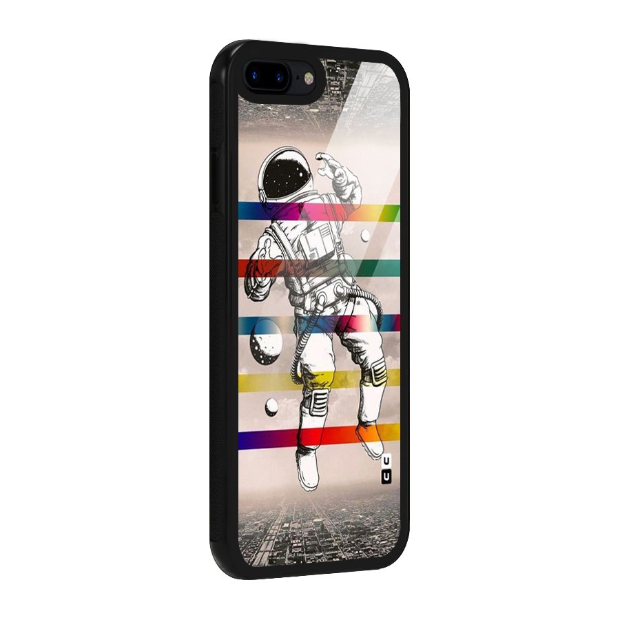 Spaceman Rainbow Stripes Glass Back Case for iPhone 7 Plus