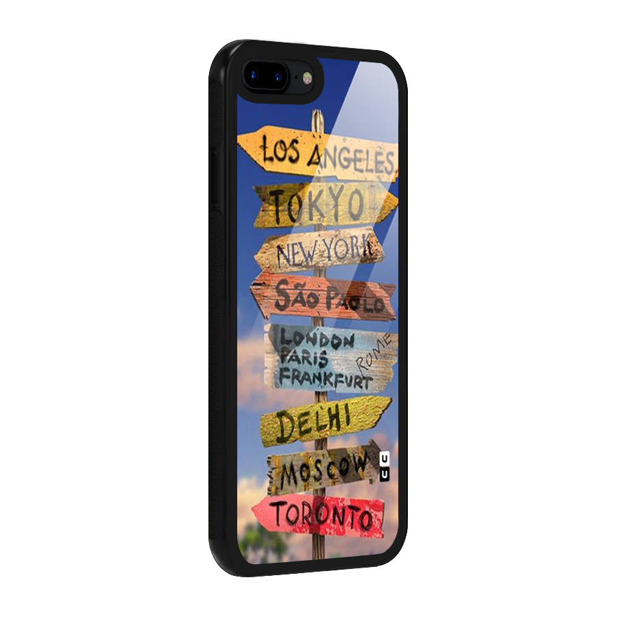 Travel Signs Glass Back Case for iPhone 7 Plus