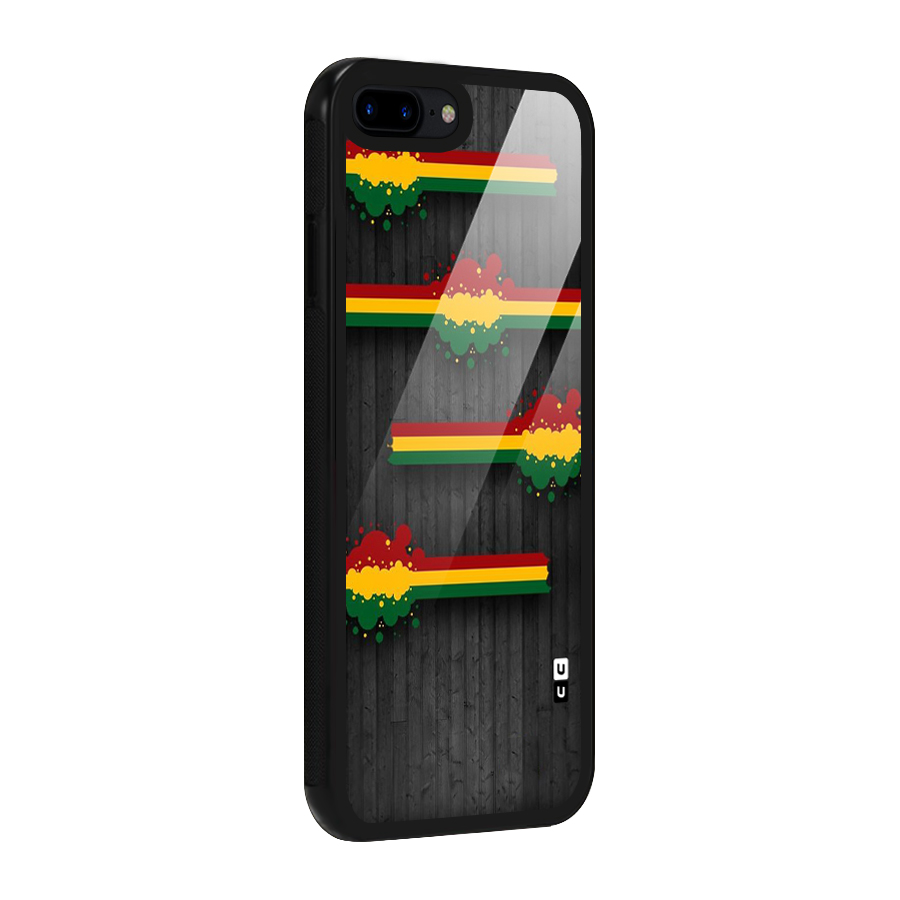 Tricolor Splash Design Glass Back Case for iPhone 7 Plus