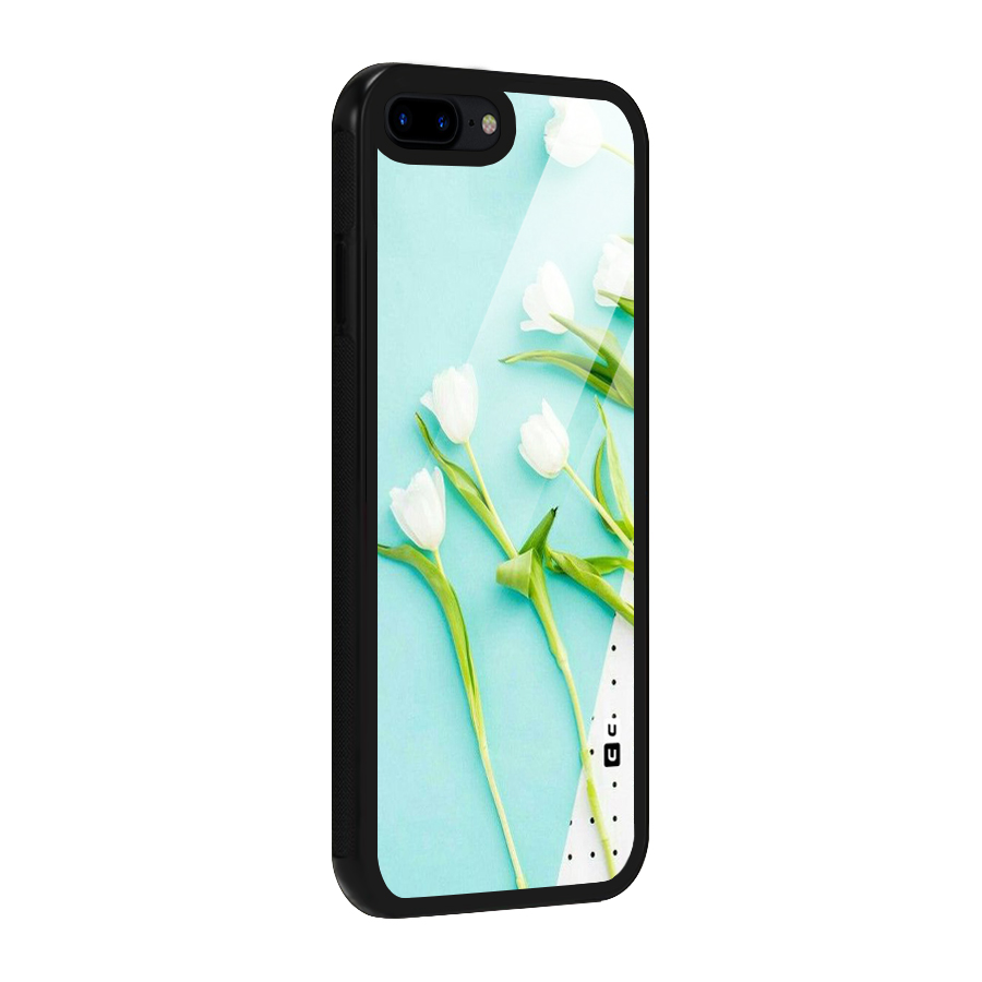 White Tulips Glass Back Case for iPhone 7 Plus