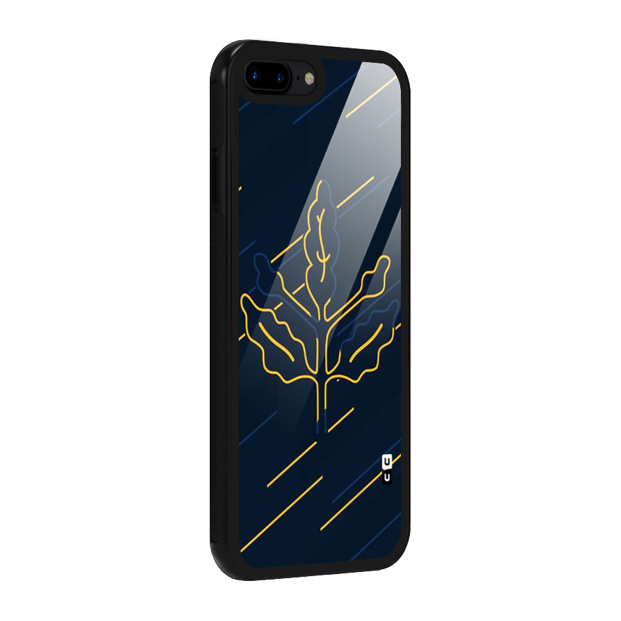Yellow Leaf Line Glass Back Case for iPhone 7 Plus