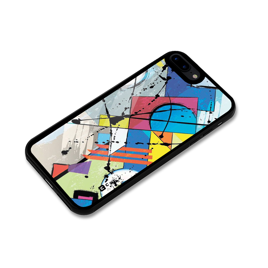 Abstract Paint Shape Glass Back Case for iPhone 7 Plus