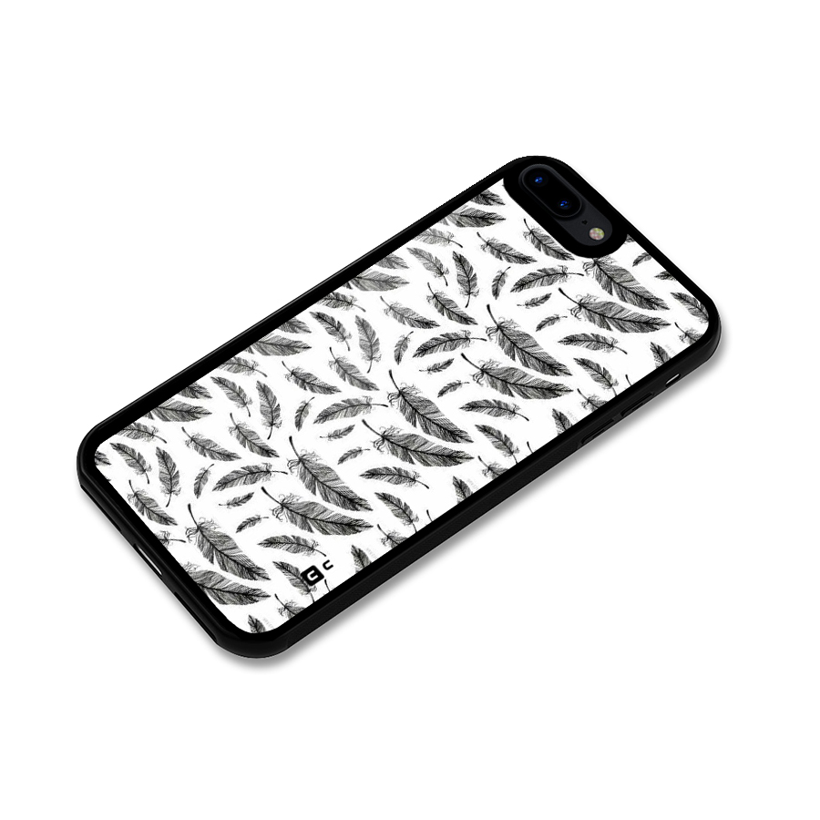 Black Feather Glass Back Case for iPhone 7 Plus