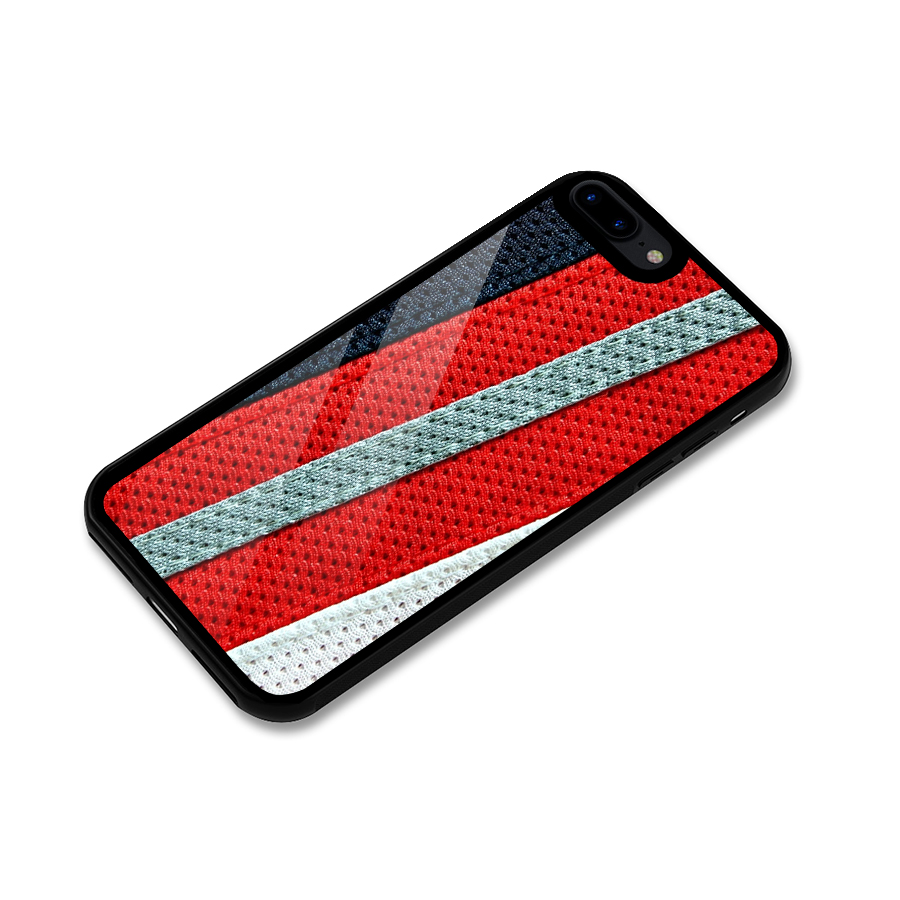 Black Red Grey Stripes Glass Back Case for iPhone 7 Plus