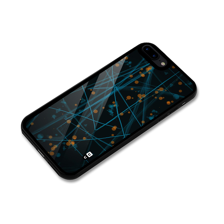 Blue Lines Gold Dots Glass Back Case for iPhone 7 Plus