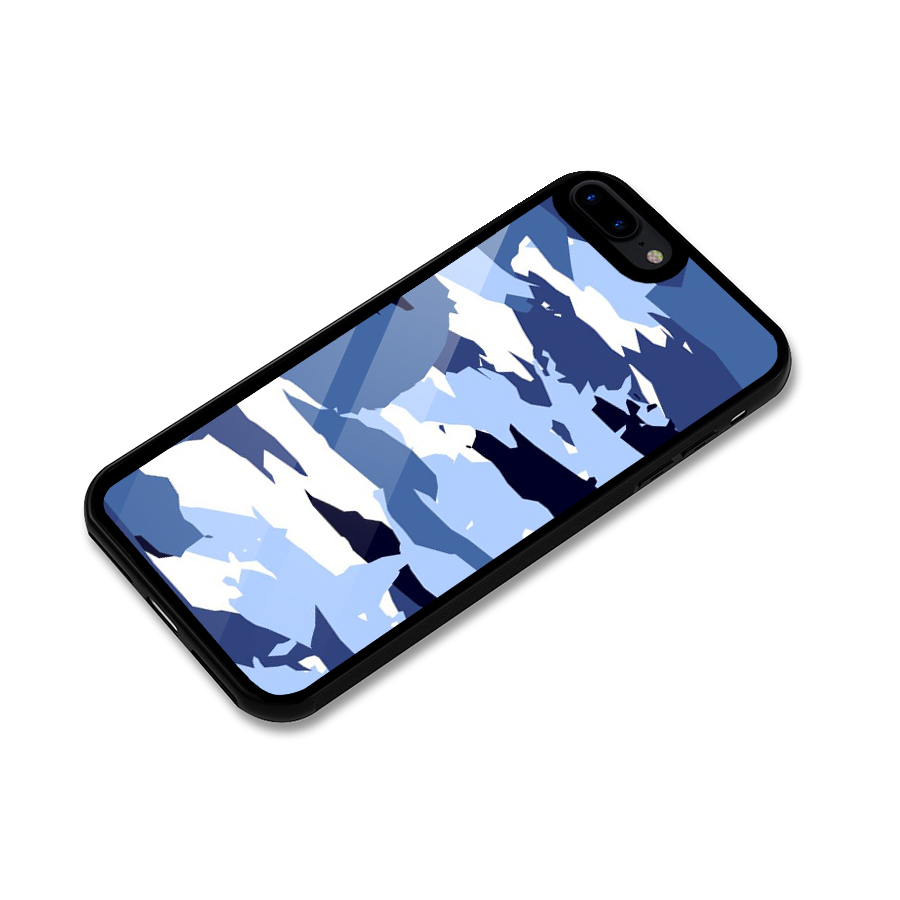 Blue White Canvas Glass Back Case for iPhone 7 Plus