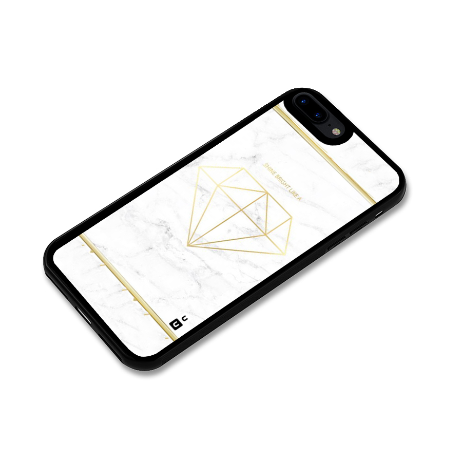 Bright Gold Diamond Glass Back Case for iPhone 7 Plus