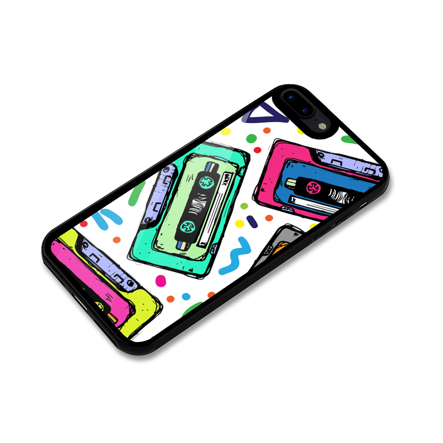 Cassette Pattern Glass Back Case for iPhone 7 Plus