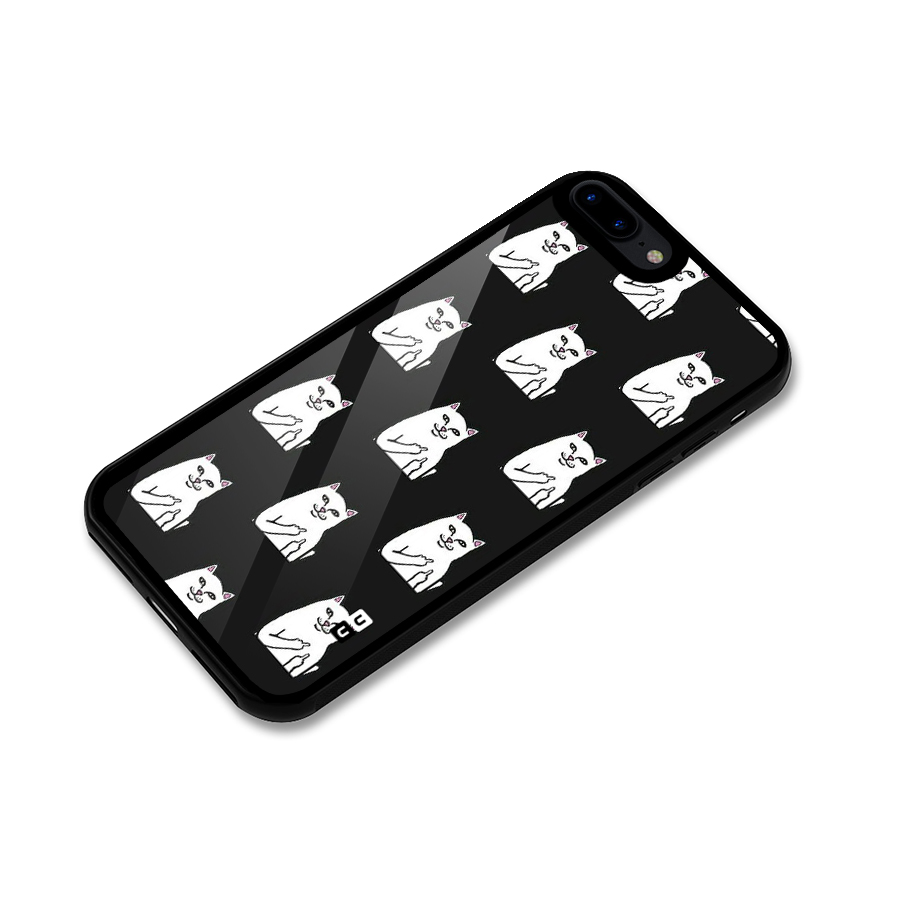 Chill Cat Pattern Glass Back Case for iPhone 7 Plus