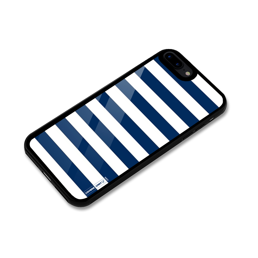Classic Blue White Stripes Glass Back Case for iPhone 7 Plus