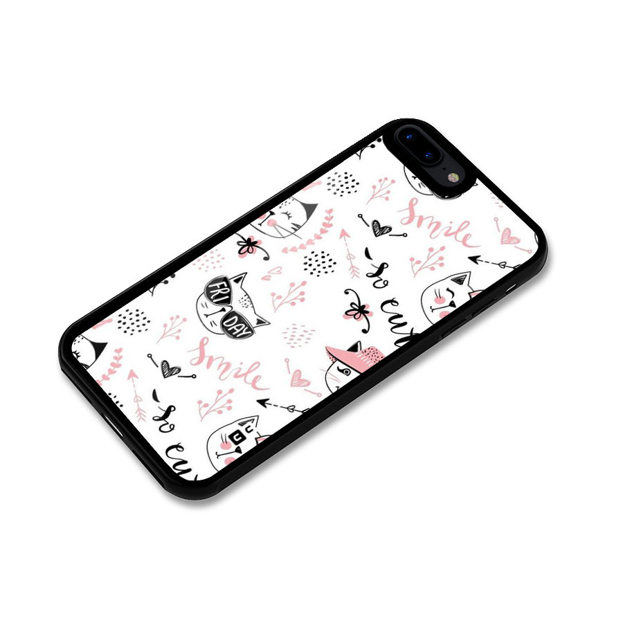 Cute Cat Swag Glass Back Case for iPhone 7 Plus