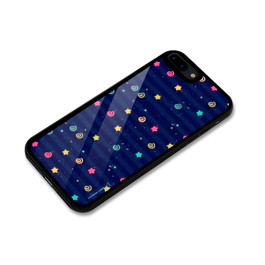 Cute Stars Design Glass Back Case for iPhone 7 Plus