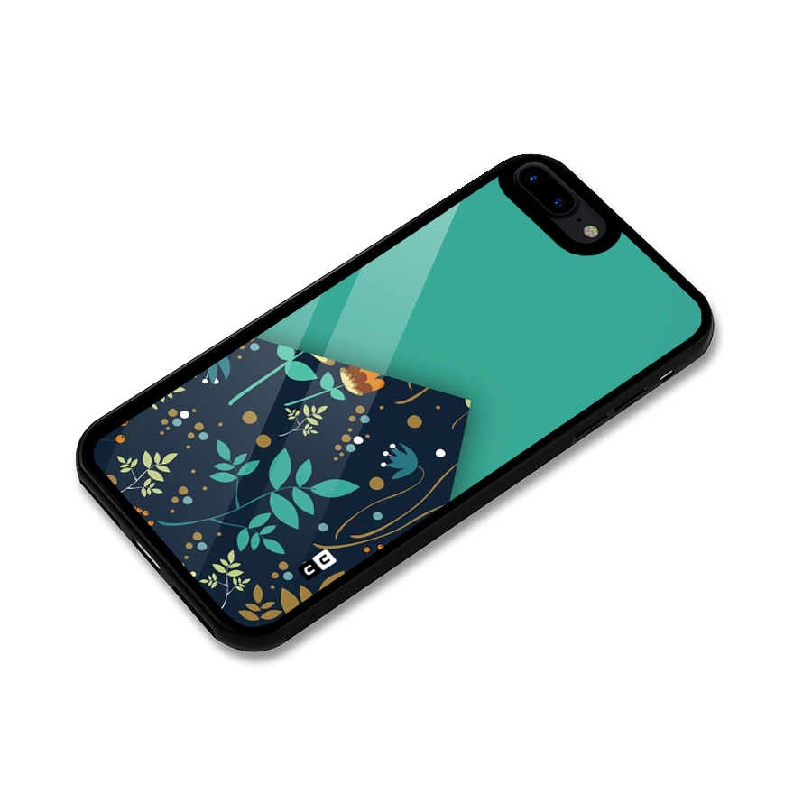 Floral Corner Glass Back Case for iPhone 7 Plus