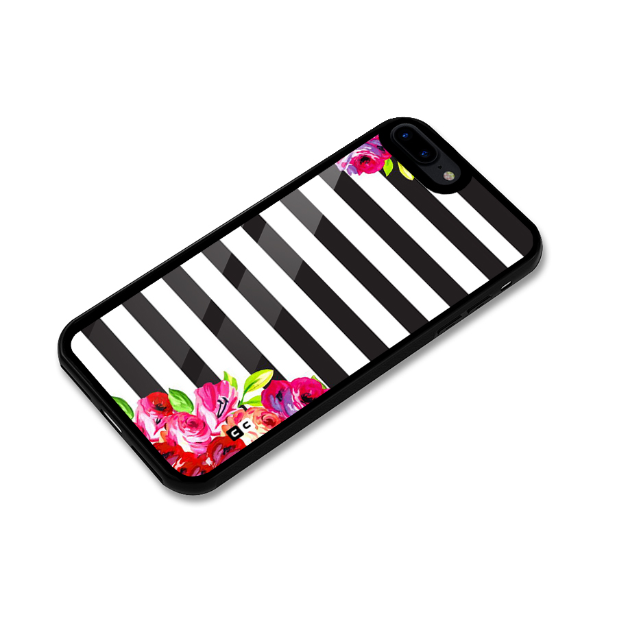 Floral Stripes Glass Back Case for iPhone 7 Plus