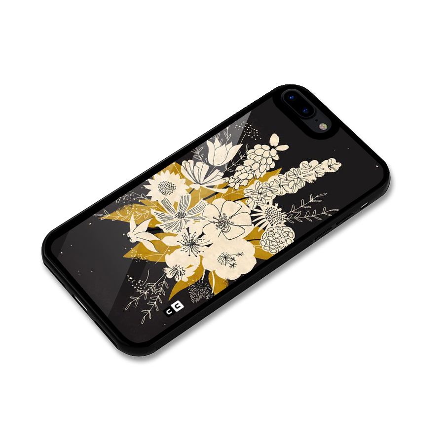 Flower Drawing Glass Back Case for iPhone 7 Plus